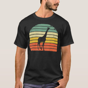 Vintage-Giraffe Retro-Farben Sonnenuntergang-Silho T-Shirt