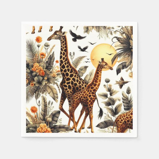Vintage Giraffe Serviette (Vorderseite)