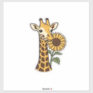 Vintage-Giraffe-Sonnenblume-Vektordesign_1 Aufkleber