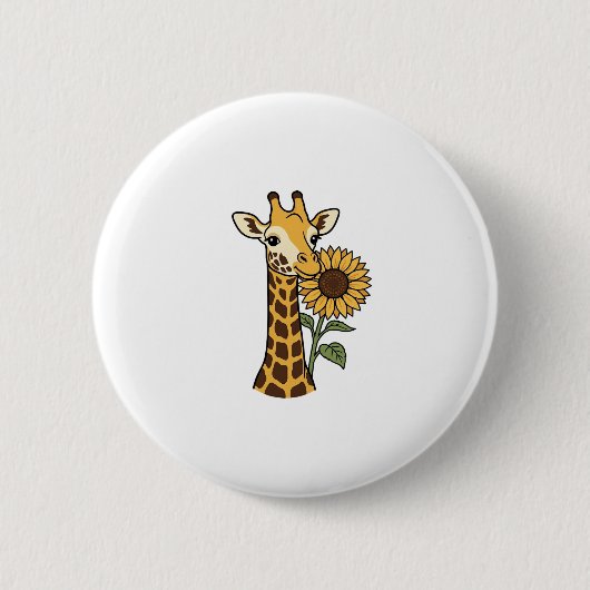 Vintage-Giraffe-Sonnenblume-Vektordesign_1 Button (Vorderseite)