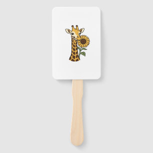 Vintage-Giraffe-Sonnenblume-Vektordesign_1 Fächer
