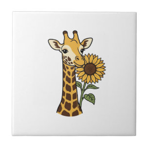 Vintage-Giraffe-Sonnenblume-Vektordesign_1 Fliese
