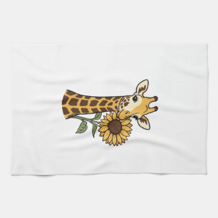 Vintage-Giraffe-Sonnenblume-Vektordesign_1 Geschirrtuch