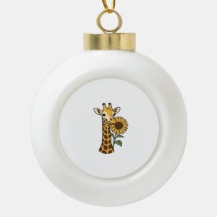 Vintage-Giraffe-Sonnenblume-Vektordesign_1 Keramik Kugel-Ornament