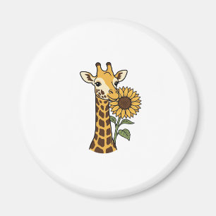Vintage-Giraffe-Sonnenblume-Vektordesign_1 Magnet