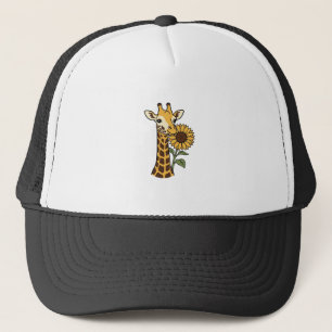 Vintage-Giraffe-Sonnenblume-Vektordesign_1 Truckerkappe