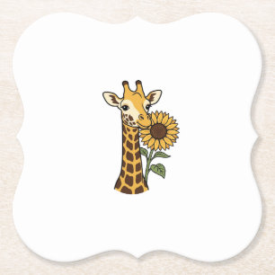 Vintage-Giraffe-Sonnenblume-Vektordesign_1 Untersetzer