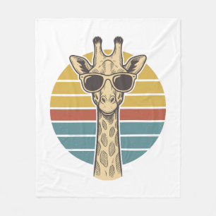 Vintage-Giraffe-Sonnenbrille Retro-Sonnenuntergang Fleecedecke