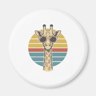 Vintage-Giraffe-Sonnenbrille Retro-Sonnenuntergang Magnet