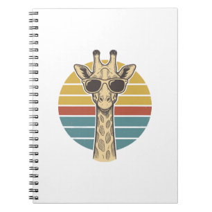Vintage-Giraffe-Sonnenbrille Retro-Sonnenuntergang Notizblock
