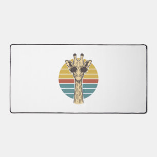 Vintage-Giraffe-Sonnenbrille Retro-Sonnenuntergang Schreibtischunterlage