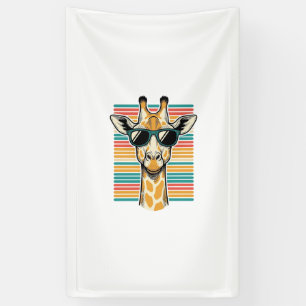 Vintage-Giraffe-Sonnenbrille Retro-Streifen-Vektor Banner