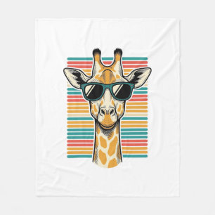 Vintage-Giraffe-Sonnenbrille Retro-Streifen-Vektor Fleecedecke