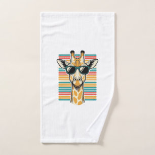 Vintage-Giraffe-Sonnenbrille Retro-Streifen-Vektor Handtuch