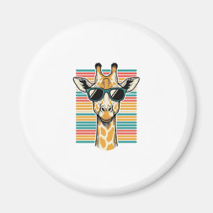 Vintage-Giraffe-Sonnenbrille Retro-Streifen-Vektor Magnet