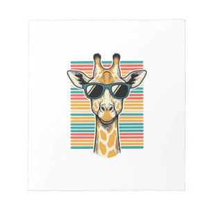 Vintage-Giraffe-Sonnenbrille Retro-Streifen-Vektor Notizblock