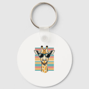 Vintage-Giraffe-Sonnenbrille Retro-Streifen-Vektor Schlüsselanhänger