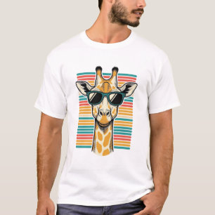 Vintage-Giraffe-Sonnenbrille Retro-Streifen-Vektor T-Shirt