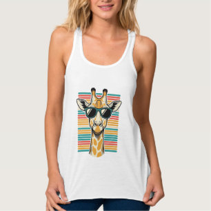 Vintage-Giraffe-Sonnenbrille Retro-Streifen-Vektor Tank Top