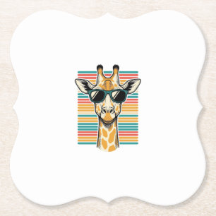 Vintage-Giraffe-Sonnenbrille Retro-Streifen-Vektor Untersetzer