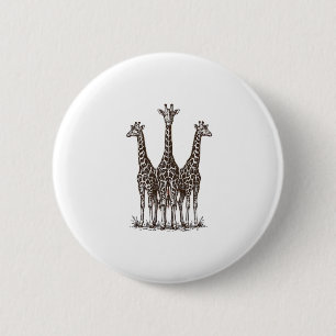 Vintage-Giraffe-Sonnenuntergang-Gravur-Safari-Shir Button