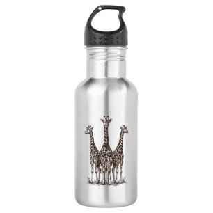 Vintage-Giraffe-Sonnenuntergang-Gravur-Safari-Shir Edelstahlflasche