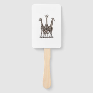 Vintage-Giraffe-Sonnenuntergang-Gravur-Safari-Shir Fächer