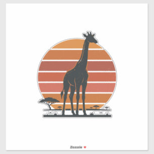Vintage-Giraffe-Sonnenuntergang-Safari-Vector-Shir Aufkleber