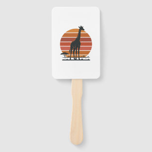 Vintage-Giraffe-Sonnenuntergang-Safari-Vector-Shir Fächer