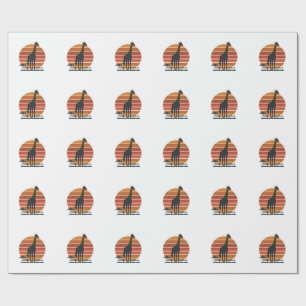 Vintage-Giraffe-Sonnenuntergang-Safari-Vector-Shir Geschenkpapier