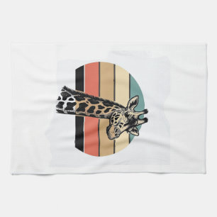 Vintage-Giraffe-Sonnenuntergang-Safari-Vector-Shir Geschirrtuch