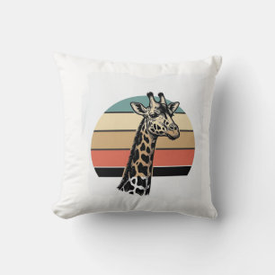 Vintage-Giraffe-Sonnenuntergang-Safari-Vector-Shir Kissen