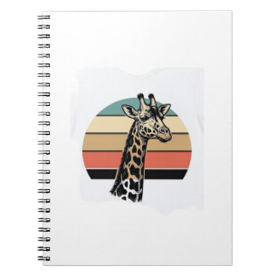 Vintage-Giraffe-Sonnenuntergang-Safari-Vector-Shir Notizblock