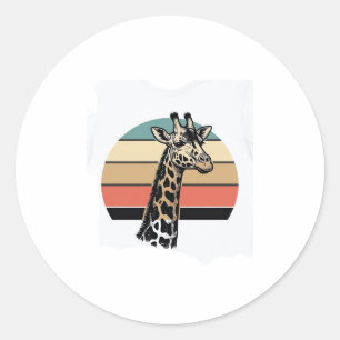 Vintage-Giraffe-Sonnenuntergang-Safari-Vector-Shir Runder Aufkleber