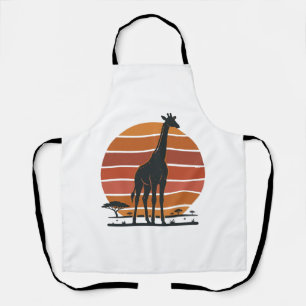 Vintage-Giraffe-Sonnenuntergang-Safari-Vector-Shir Schürze