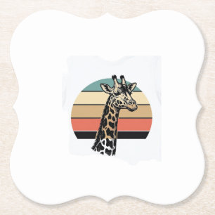 Vintage-Giraffe-Sonnenuntergang-Safari-Vector-Shir Untersetzer