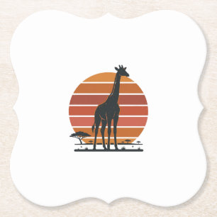 Vintage-Giraffe-Sonnenuntergang-Safari-Vector-Shir Untersetzer