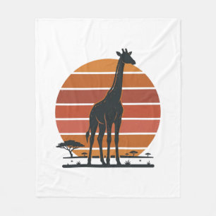 Vintage-Giraffe-Sonnenuntergang-Safari-Vektor-Shir Fleecedecke