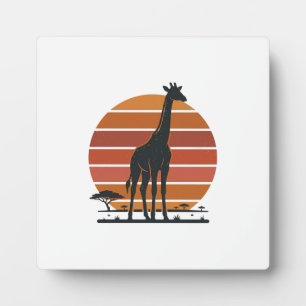 Vintage-Giraffe-Sonnenuntergang-Safari-Vektor-Shir Fotoplatte