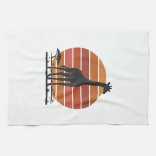 Vintage-Giraffe-Sonnenuntergang-Safari-Vektor-Shir Geschirrtuch