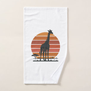 Vintage-Giraffe-Sonnenuntergang-Safari-Vektor-Shir Handtuch