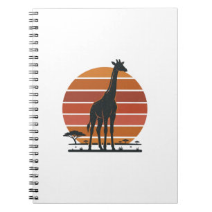 Vintage-Giraffe-Sonnenuntergang-Safari-Vektor-Shir Notizblock