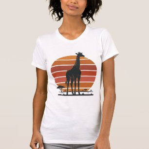Vintage-Giraffe-Sonnenuntergang-Safari-Vektor-Shir T-Shirt