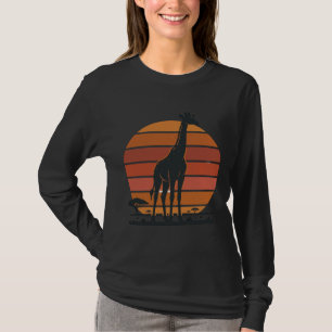 Vintage-Giraffe-Sonnenuntergang-Safari-Vektor-Shir T-Shirt
