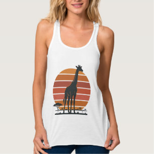Vintage-Giraffe-Sonnenuntergang-Safari-Vektor-Shir Tank Top
