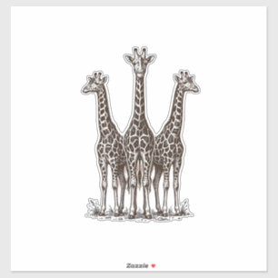 Vintage-Giraffe-Sonnenuntergangs-Stich-Safari-Shir Aufkleber