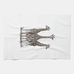 Vintage-Giraffe-Sonnenuntergangs-Stich-Safari-Shir Geschirrtuch