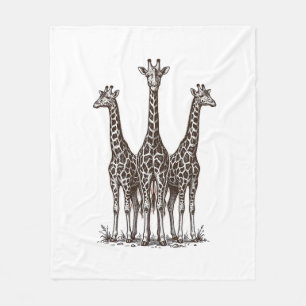 Vintage-Giraffe-Sonnenuntergangs-Stickerei-Safari- Fleecedecke