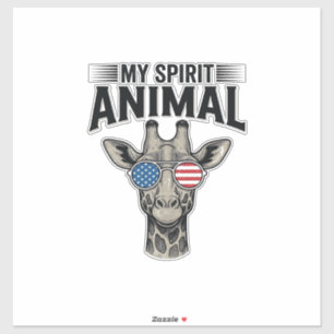 Vintage-Giraffe-Spirit-Animal-patriotisches-Shirt- Aufkleber
