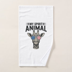 Vintage-Giraffe-Spirit-Animal-patriotisches-Shirt  Handtuch